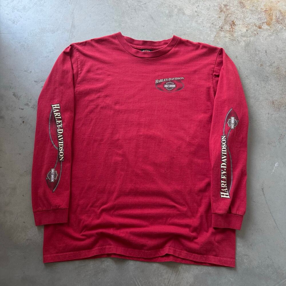 Vintage Y2K Harley Davidson Biker Logo Sleeve Print Longsleeve T-shirt Size XL